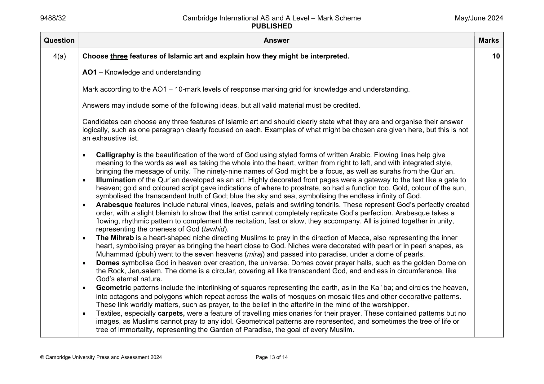 Mark scheme, page 13 of 14