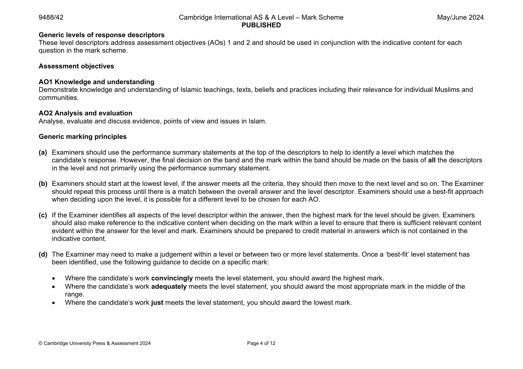 Mark scheme, page 4 of 12