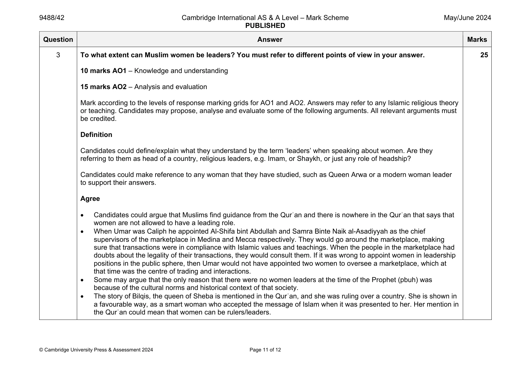 Mark scheme, page 11 of 12