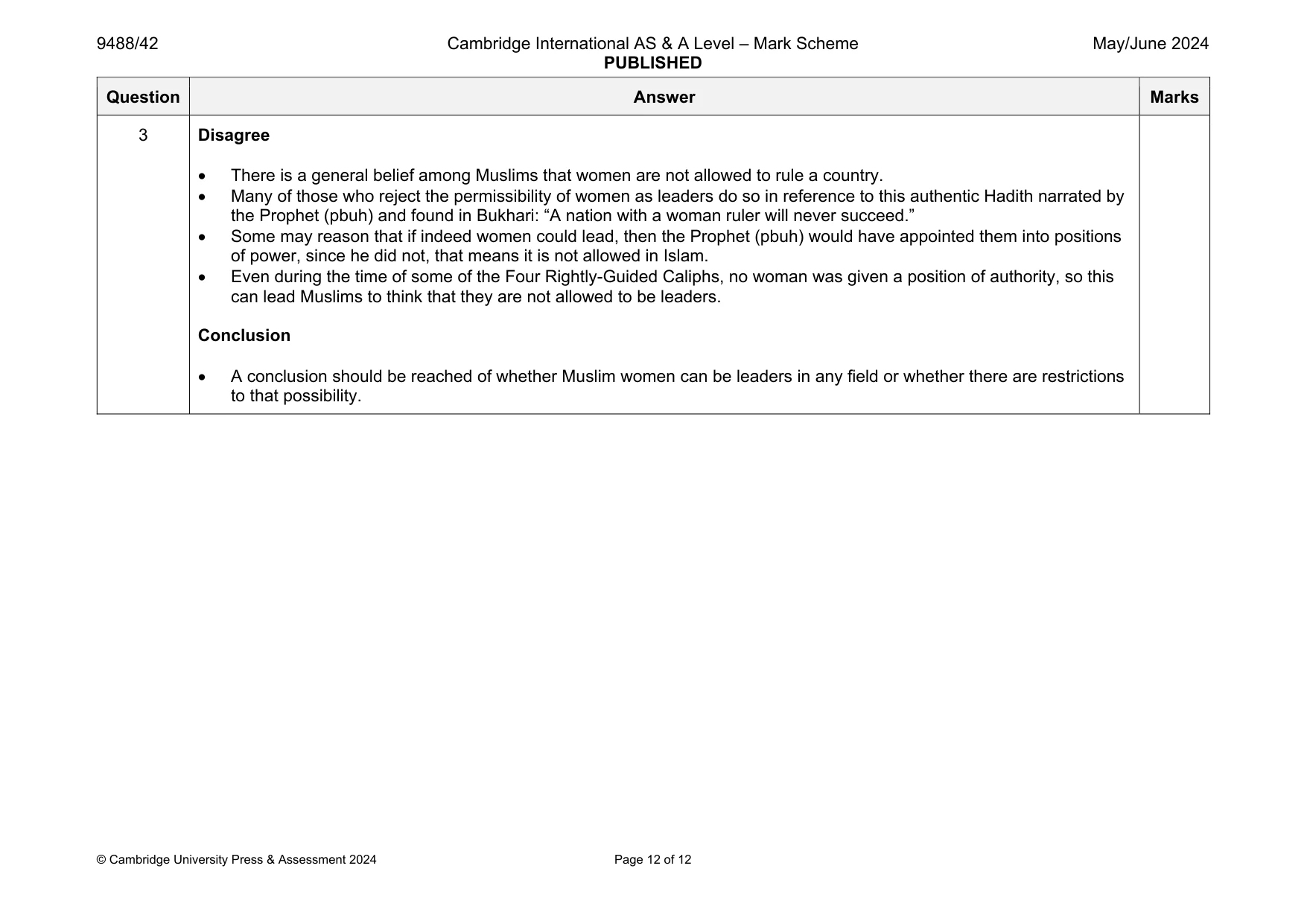 Mark scheme, page 12 of 12