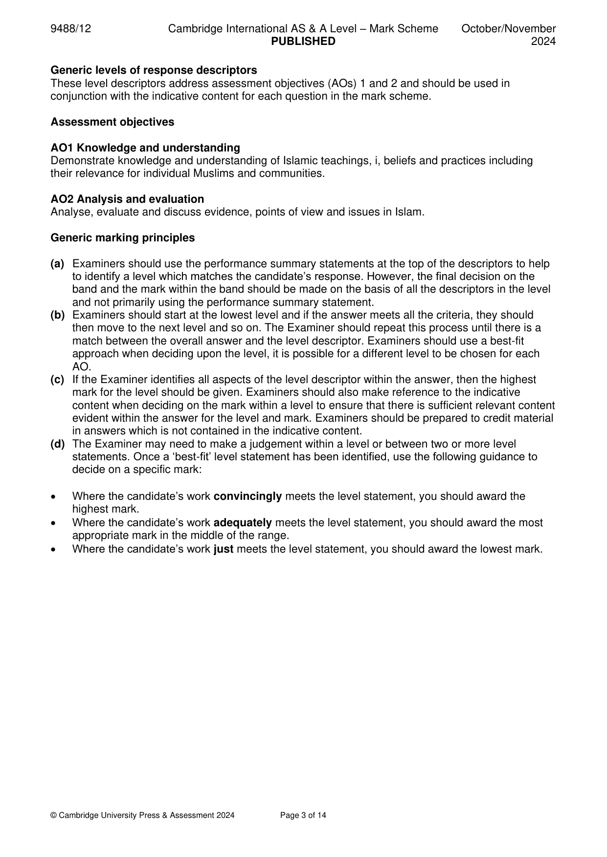 Mark scheme, page 3 of 14
