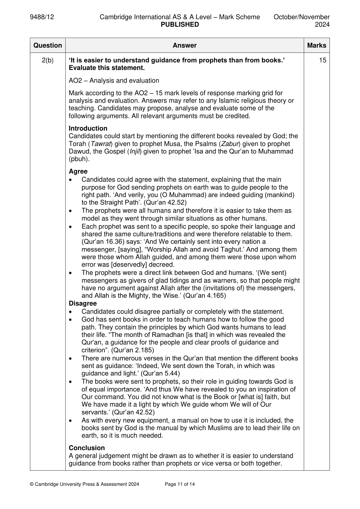 Mark scheme, page 11 of 14