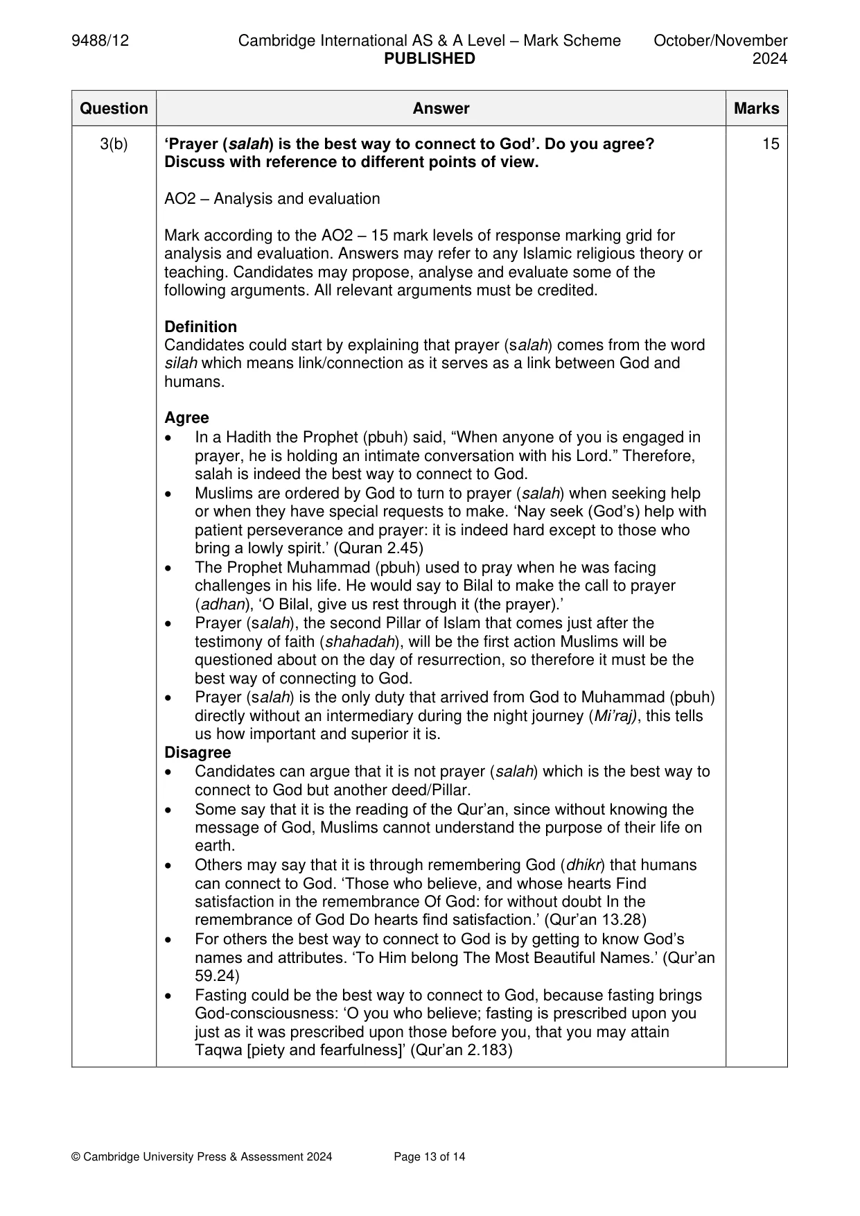 Mark scheme, page 13 of 14