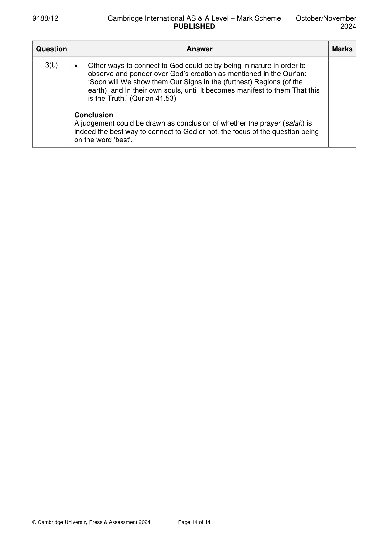 Mark scheme, page 14 of 14