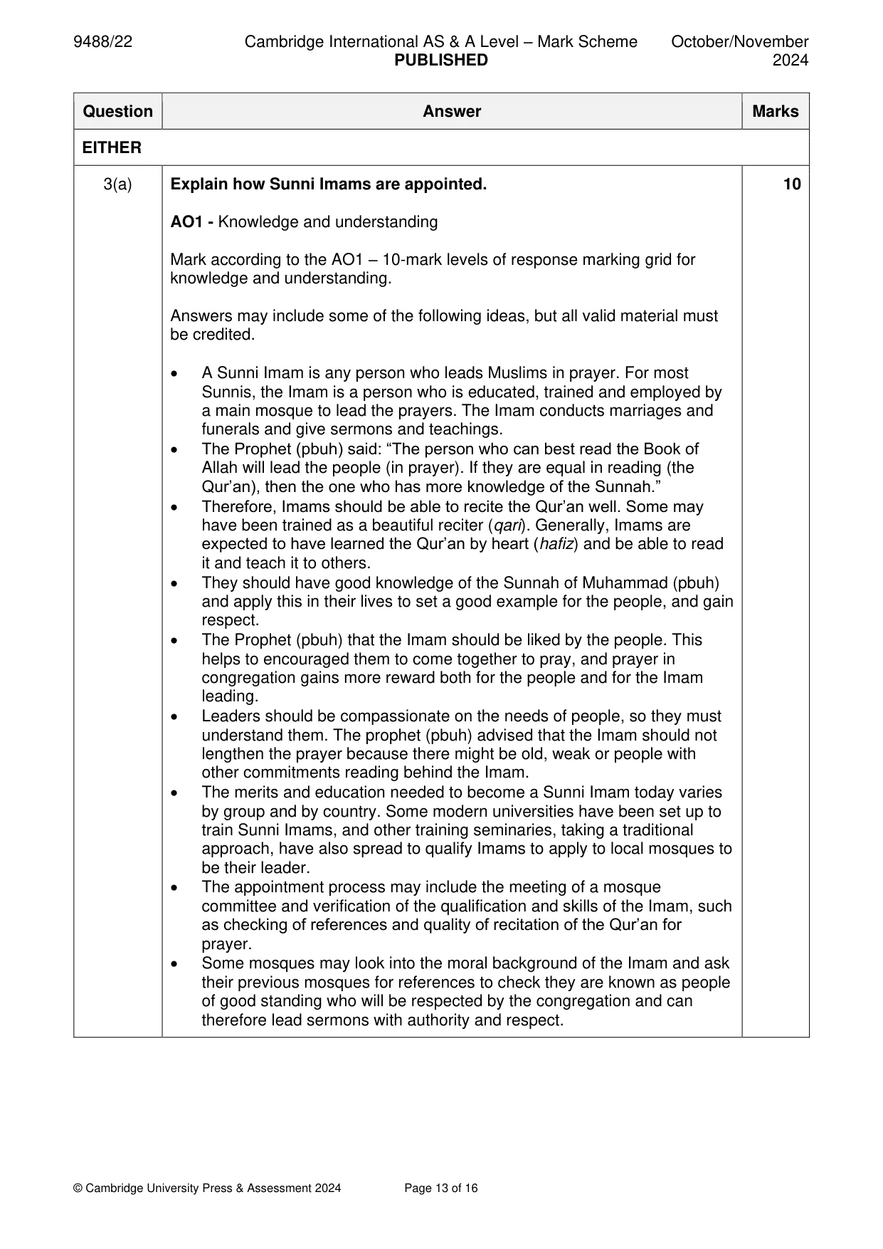 Mark scheme, page 13 of 16