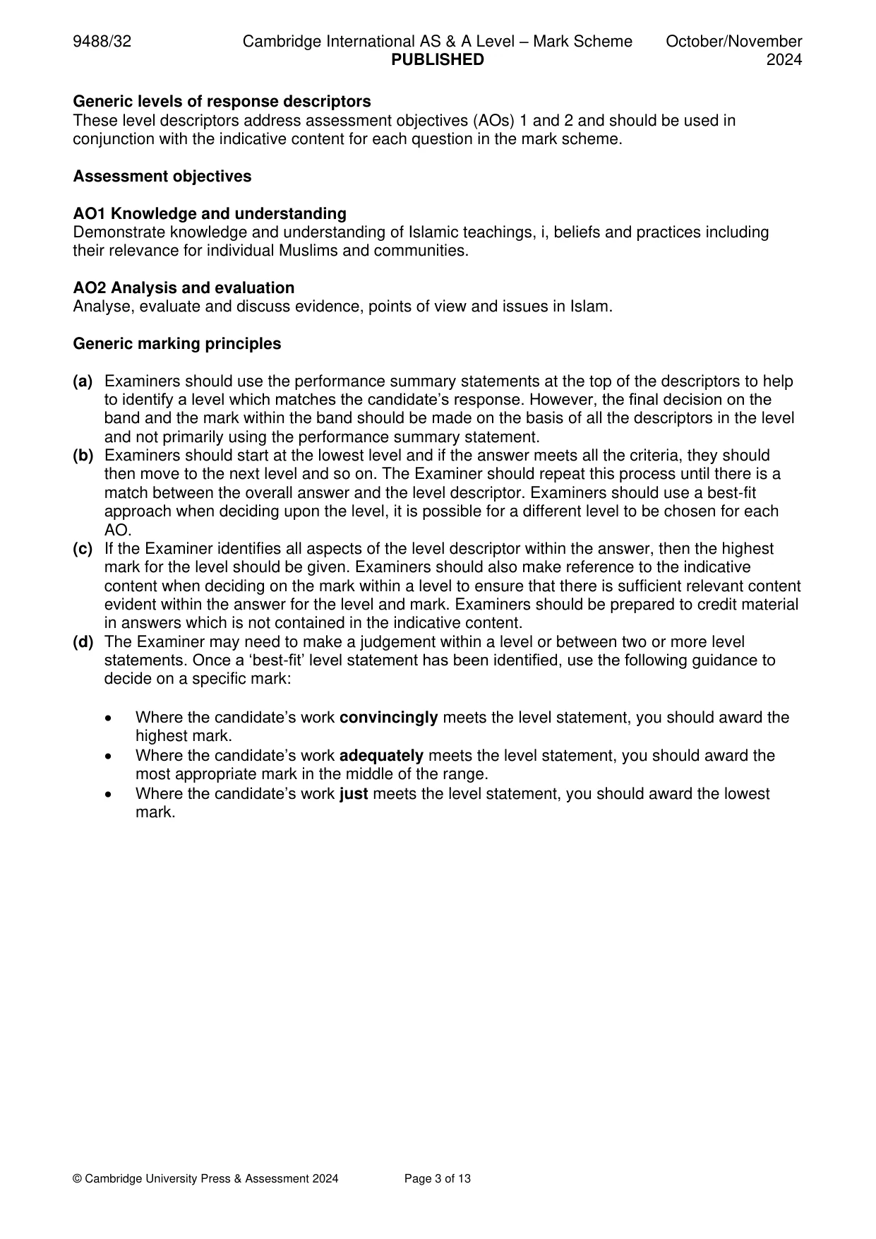 Mark scheme, page 3 of 13