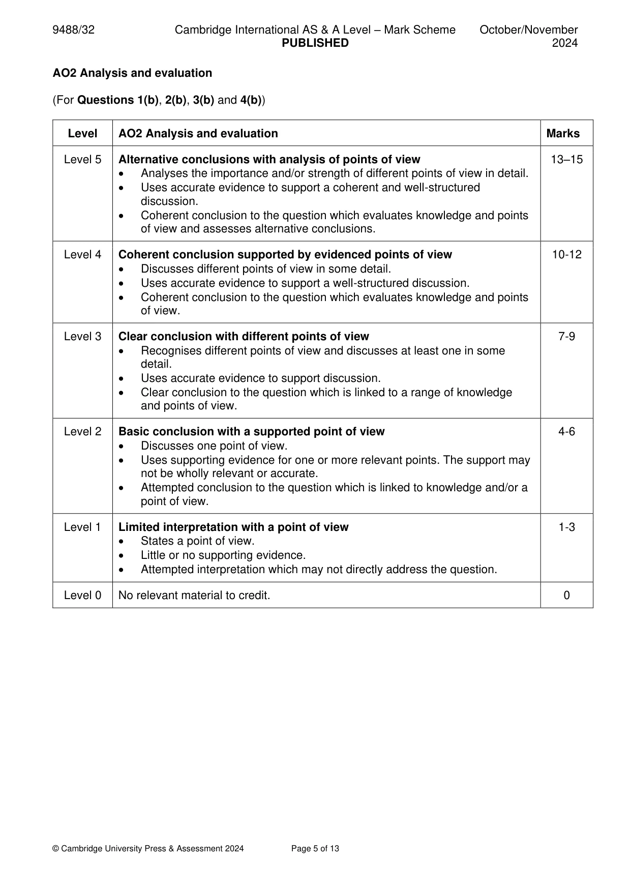 Mark scheme, page 5 of 13