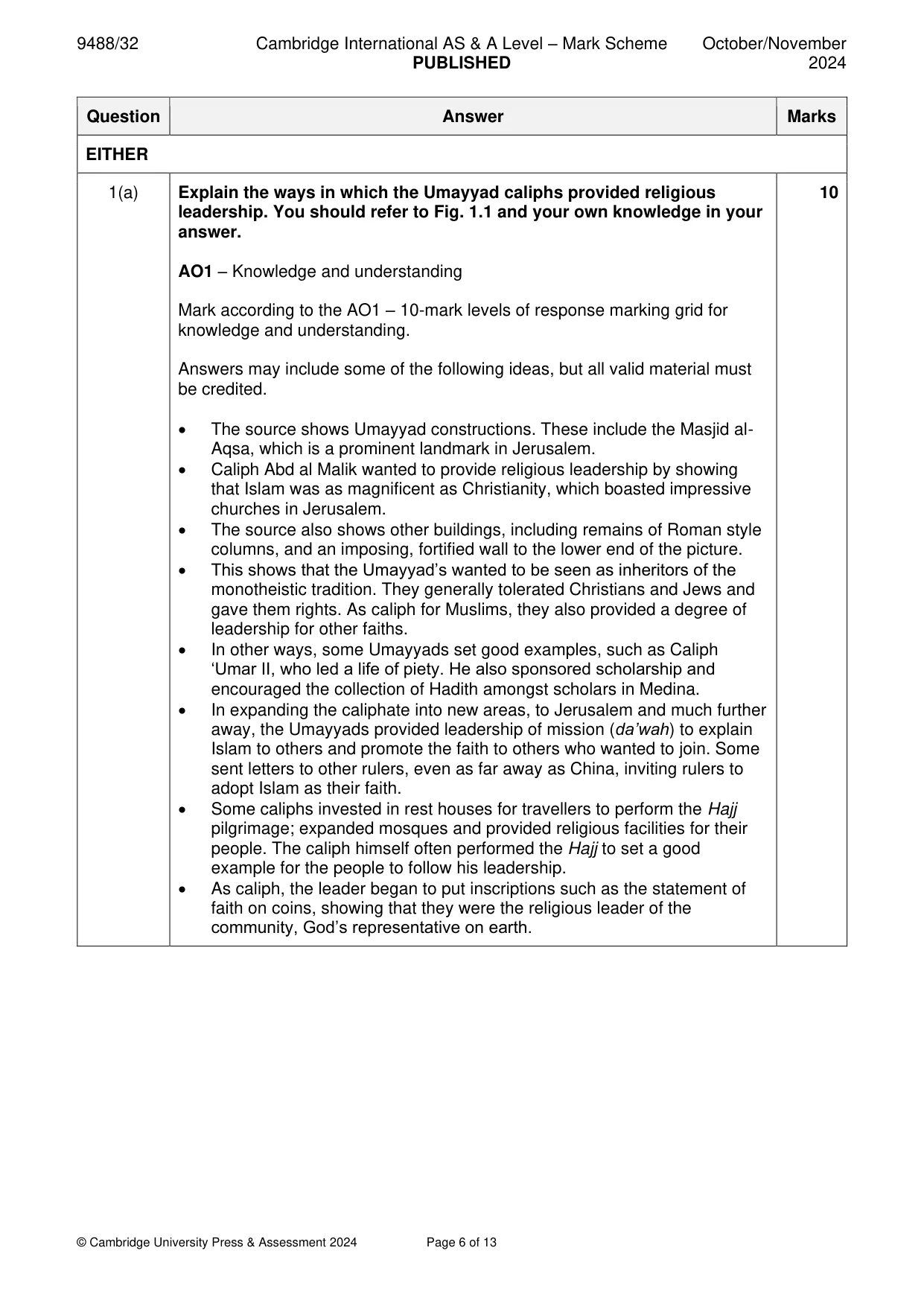 Mark scheme, page 6 of 13
