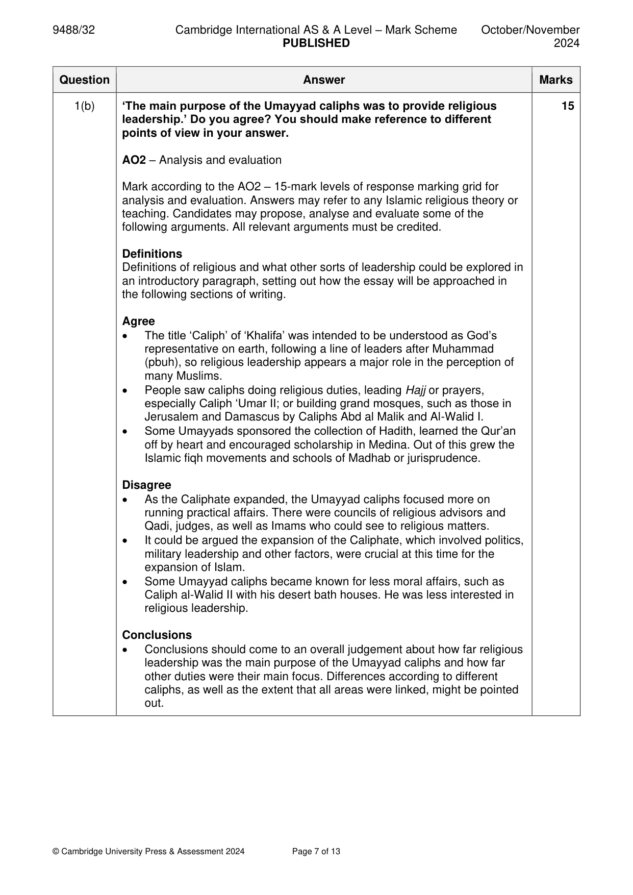 Mark scheme, page 7 of 13