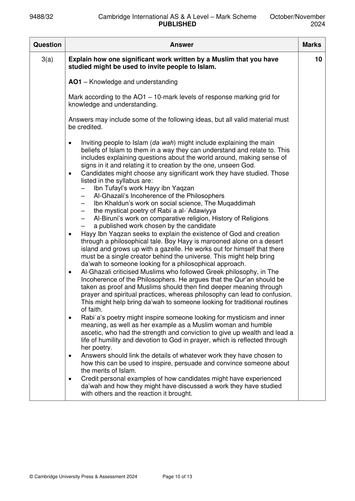 Mark scheme, page 10 of 13