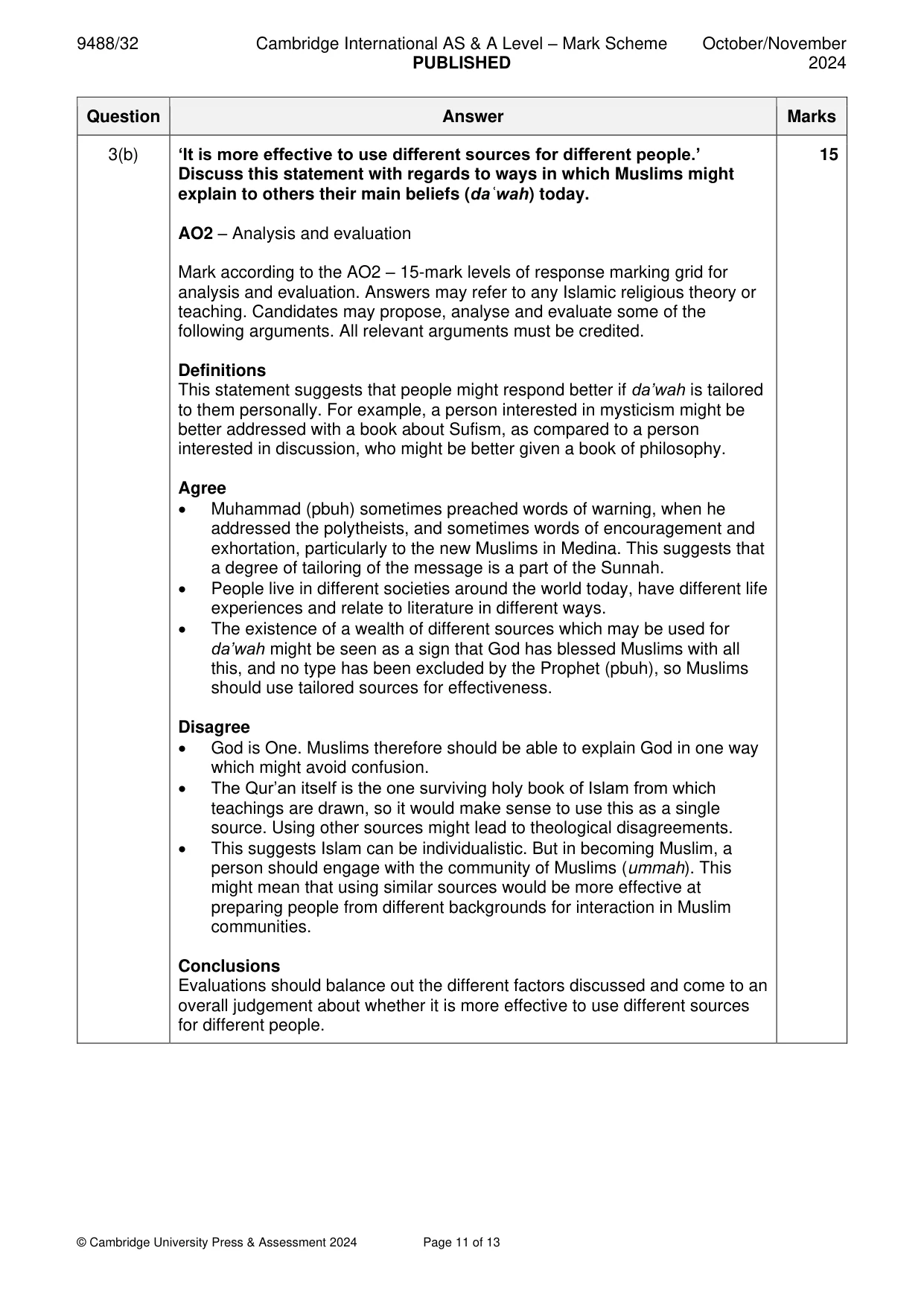Mark scheme, page 11 of 13