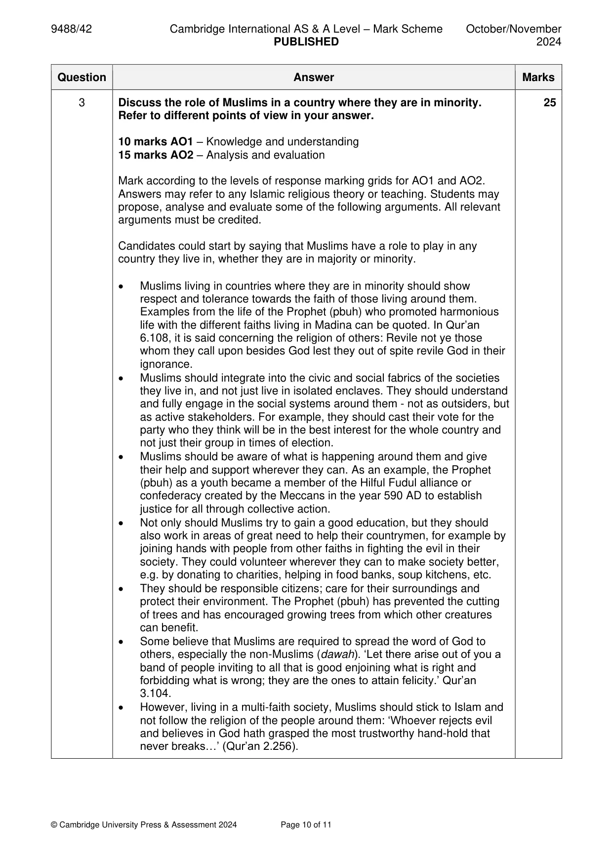 Mark scheme, page 10 of 11