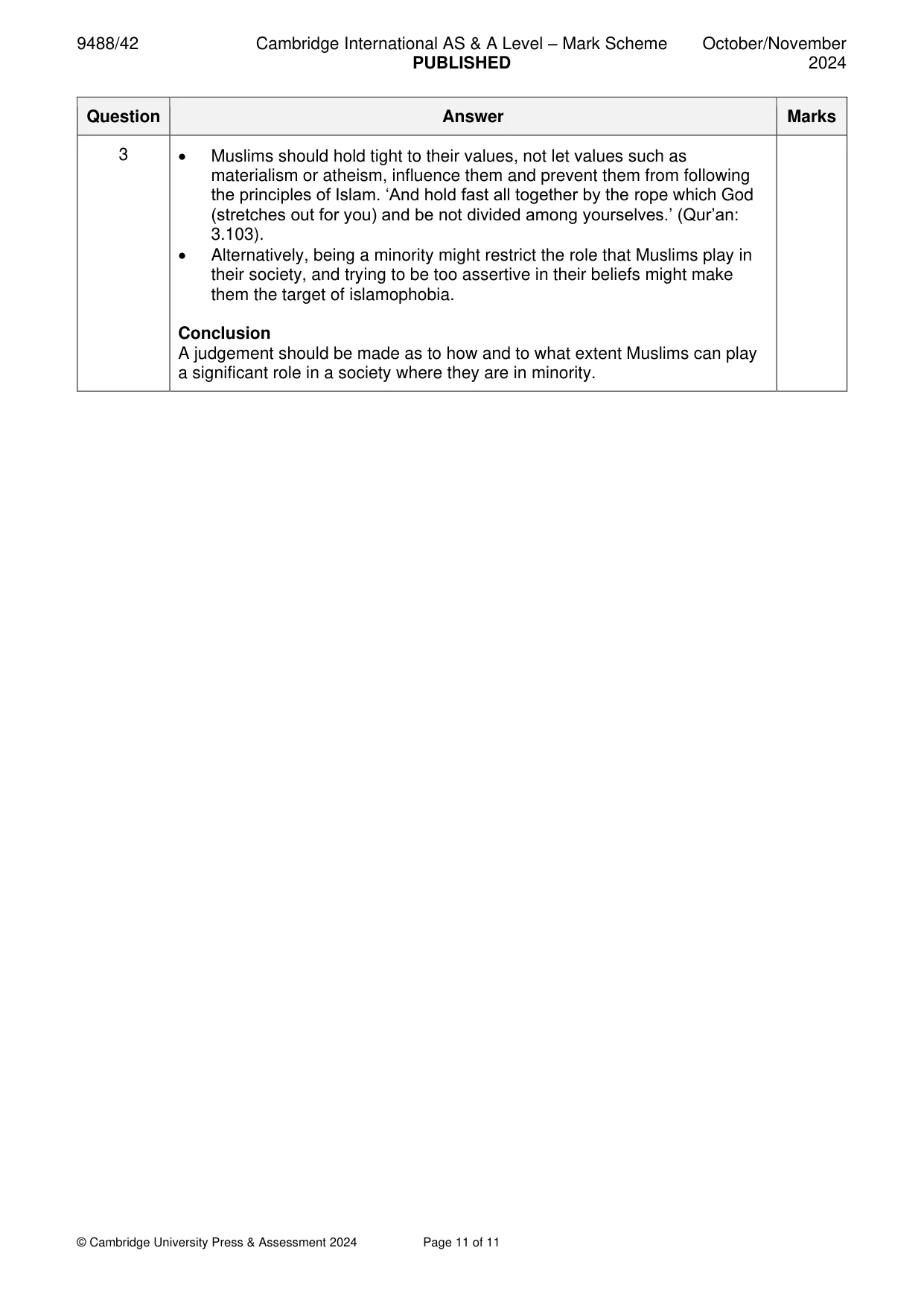 Mark scheme, page 11 of 11