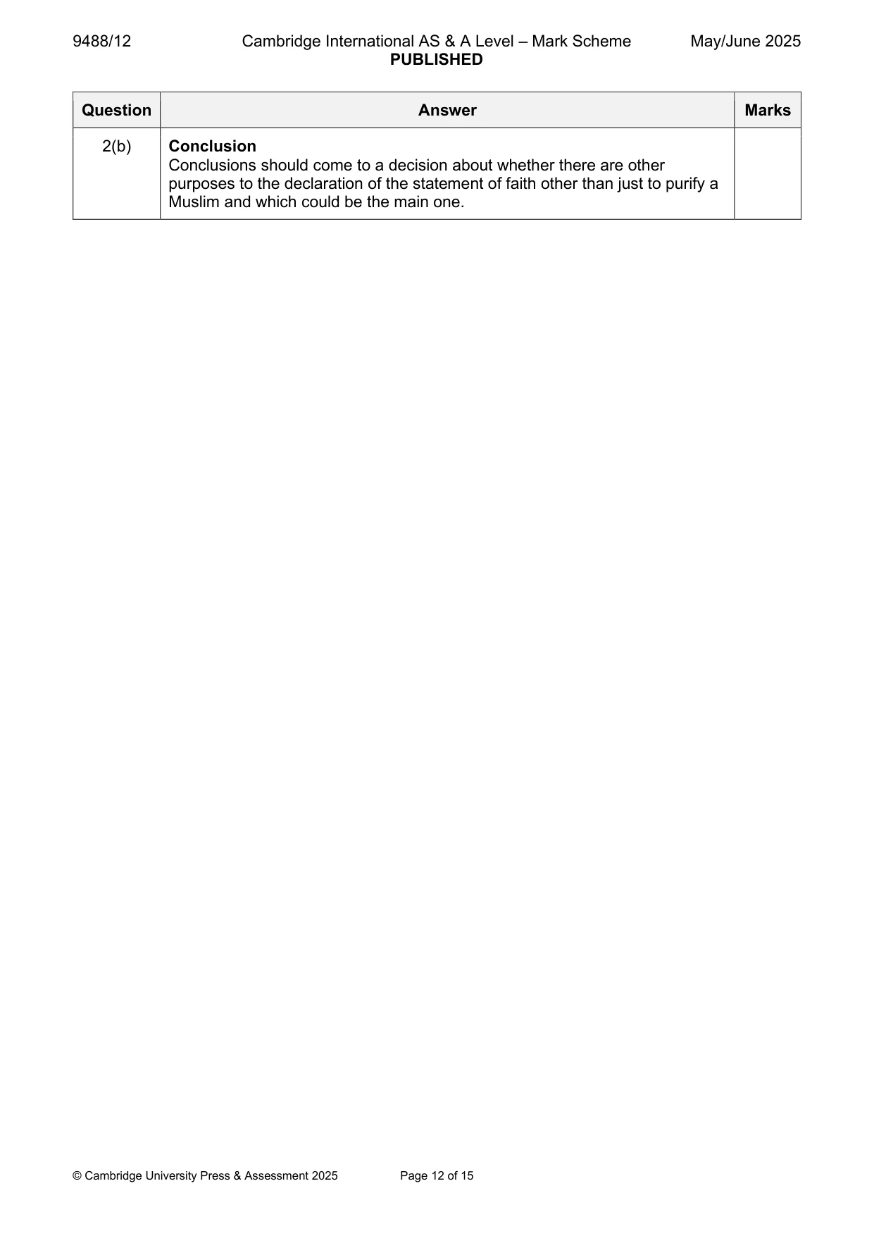 Mark scheme, page 12 of 15
