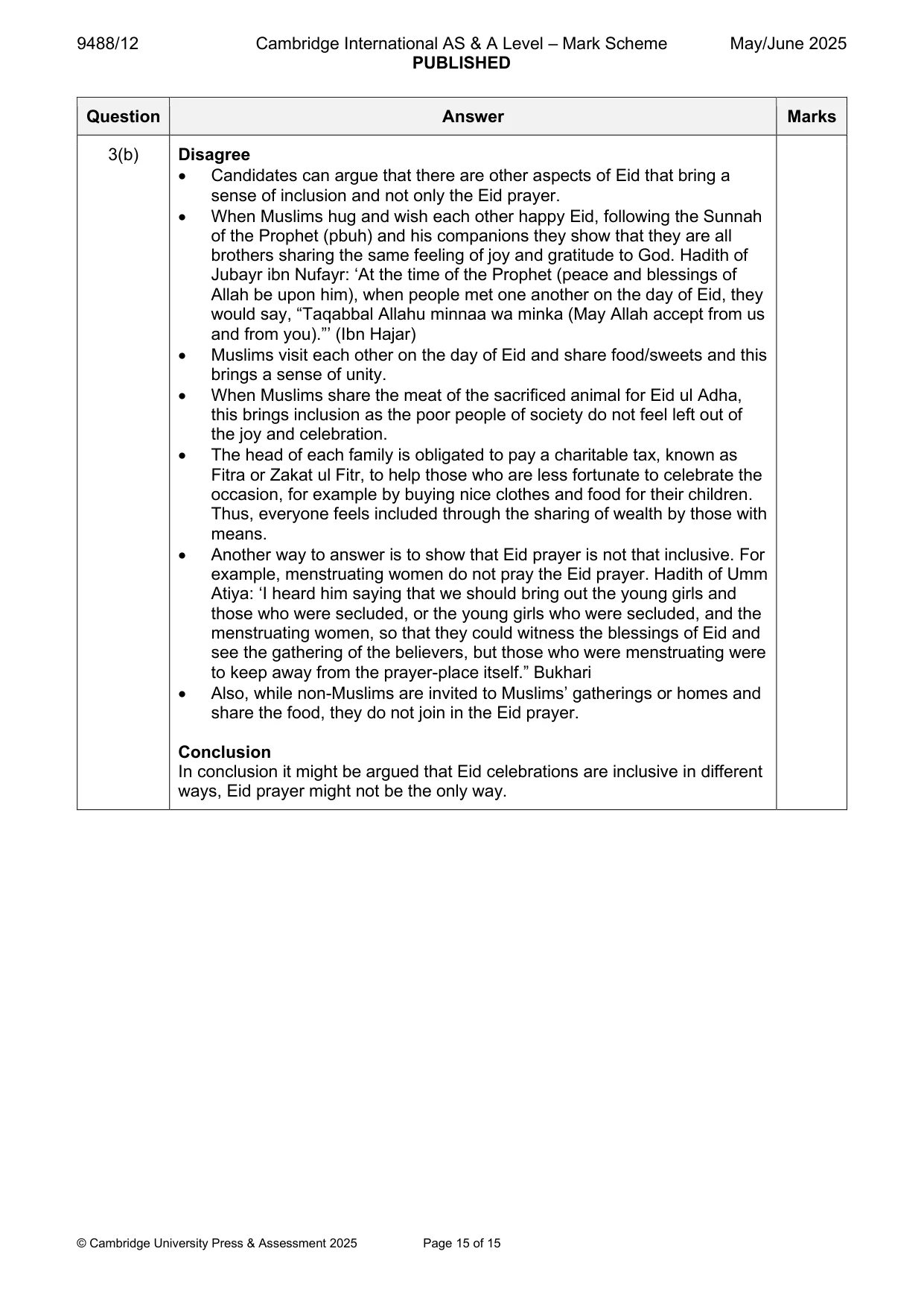 Mark scheme, page 15 of 15