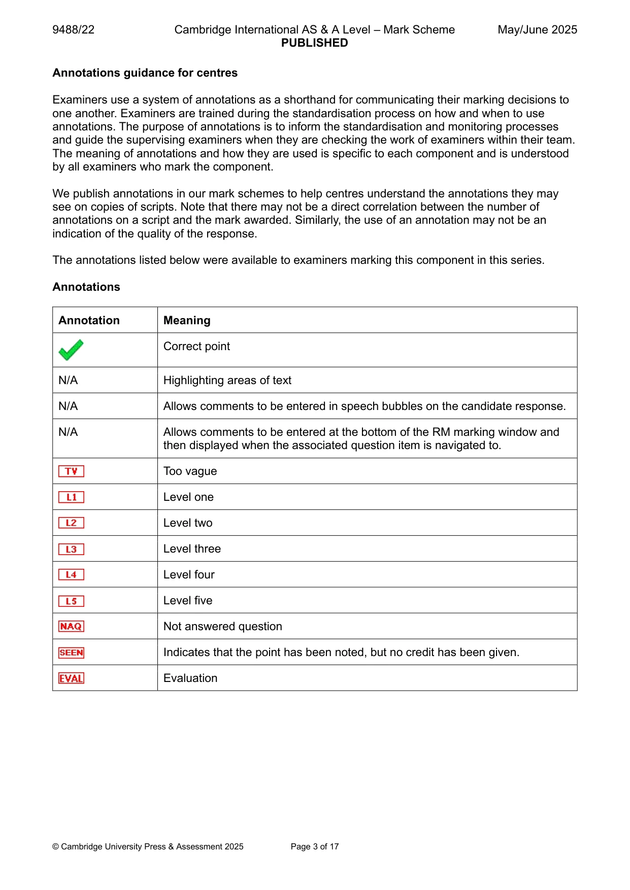 Mark scheme, page 3 of 17
