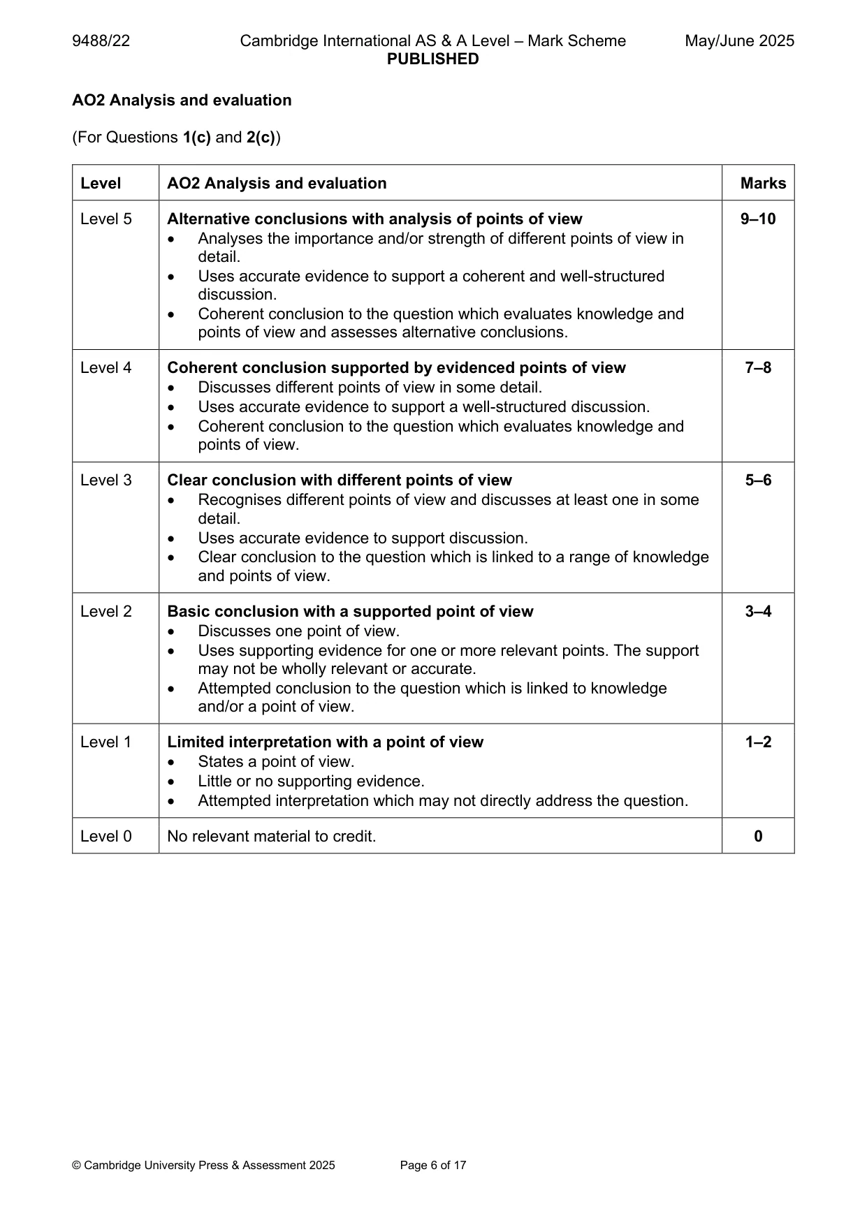 Mark scheme, page 6 of 17