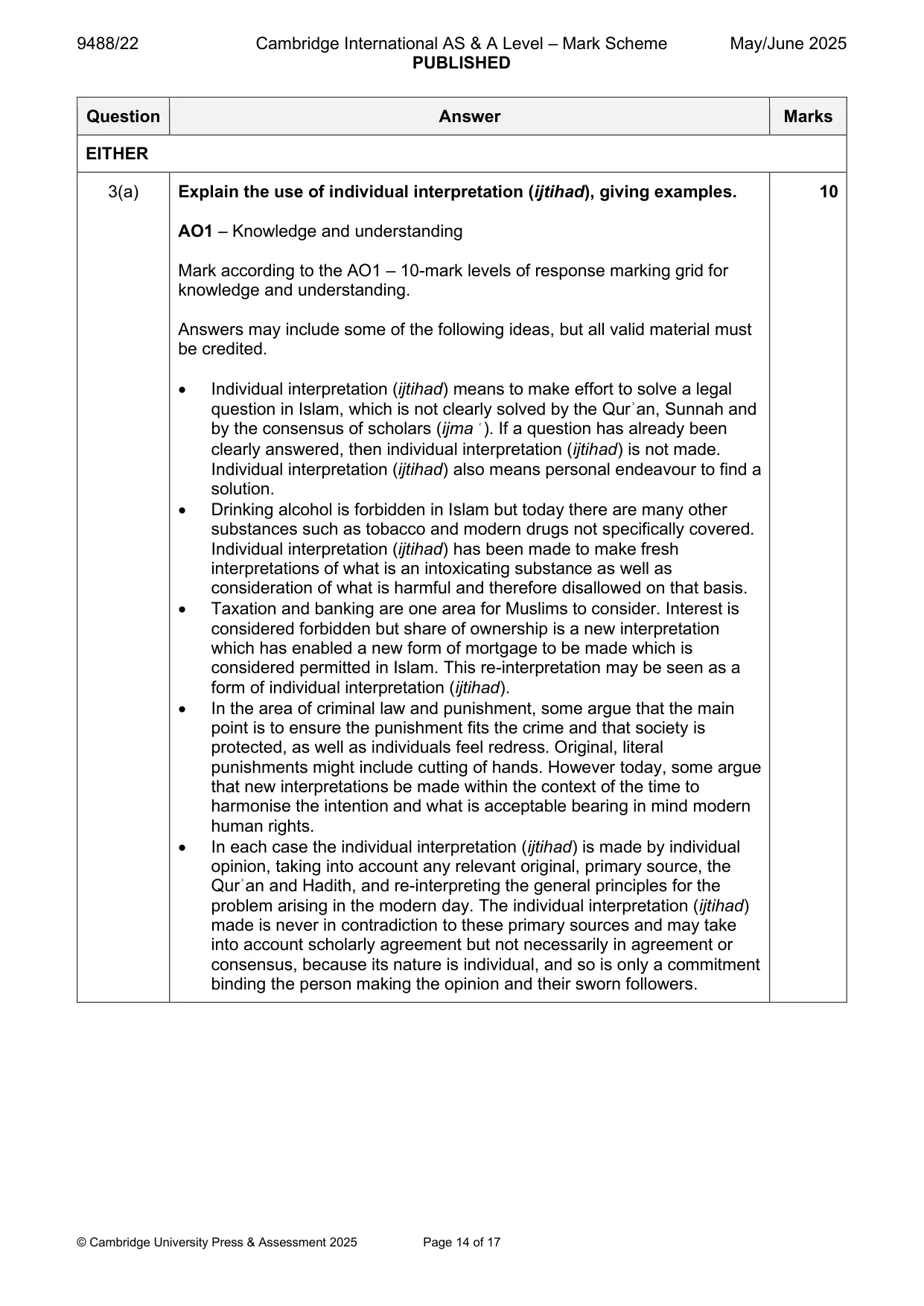Mark scheme, page 14 of 17