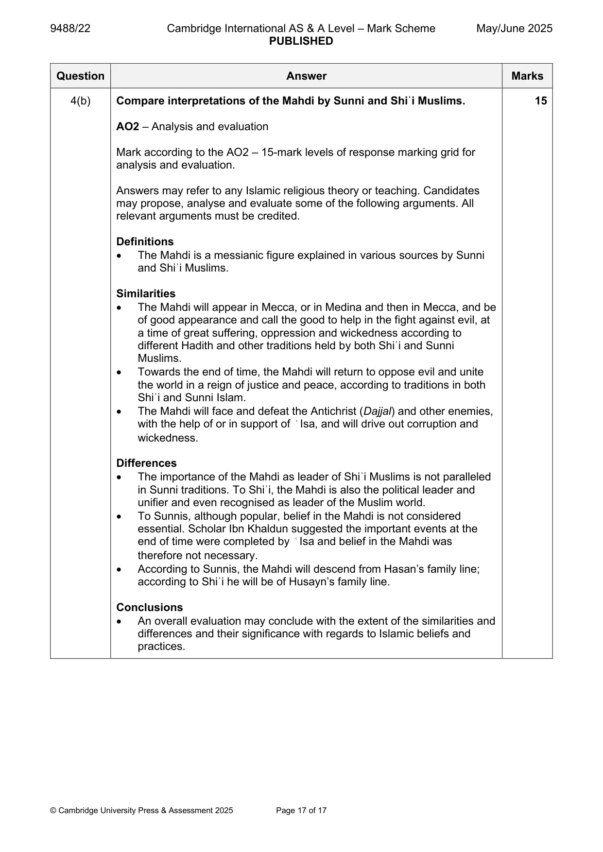 Mark scheme, page 17 of 17