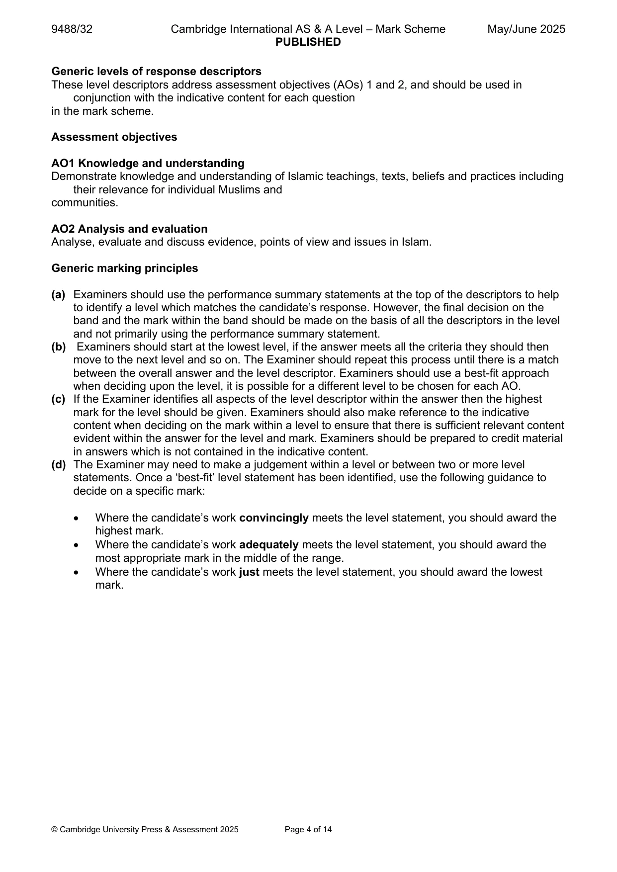 Mark scheme, page 4 of 14