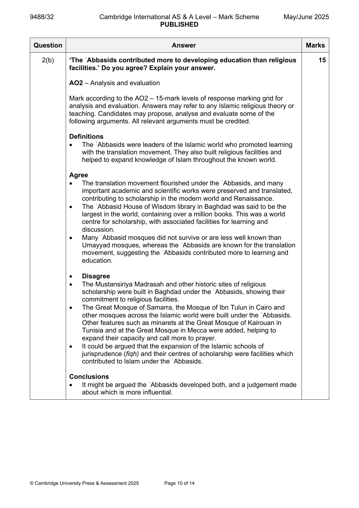 Mark scheme, page 10 of 14