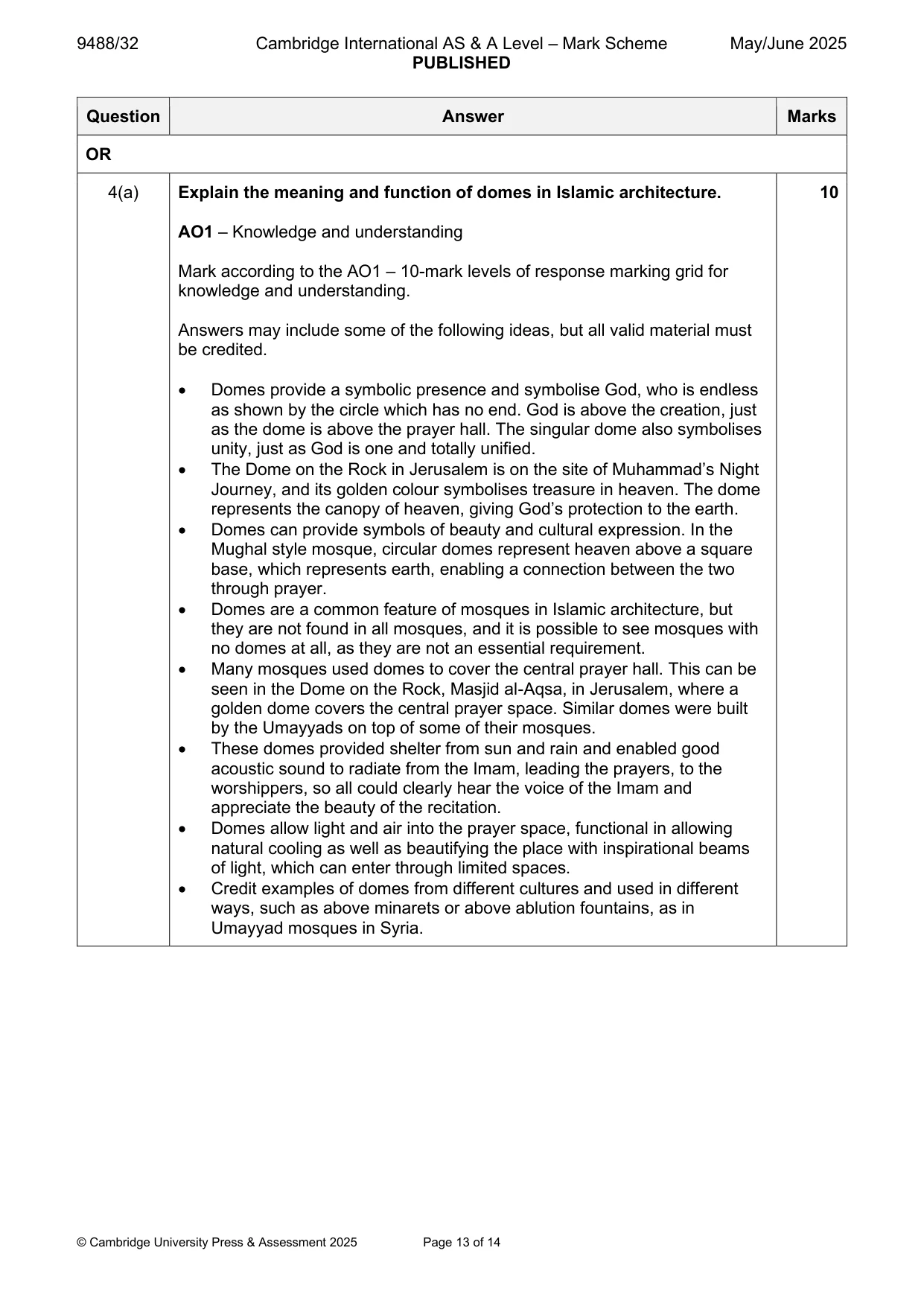 Mark scheme, page 13 of 14