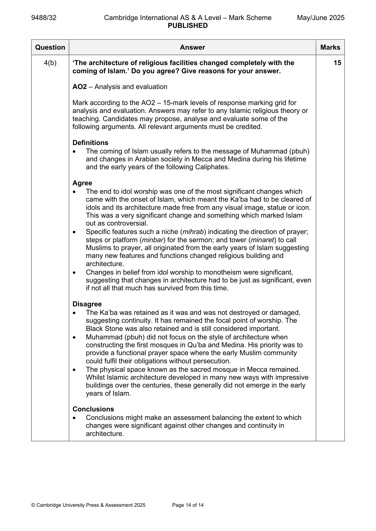 Mark scheme, page 14 of 14