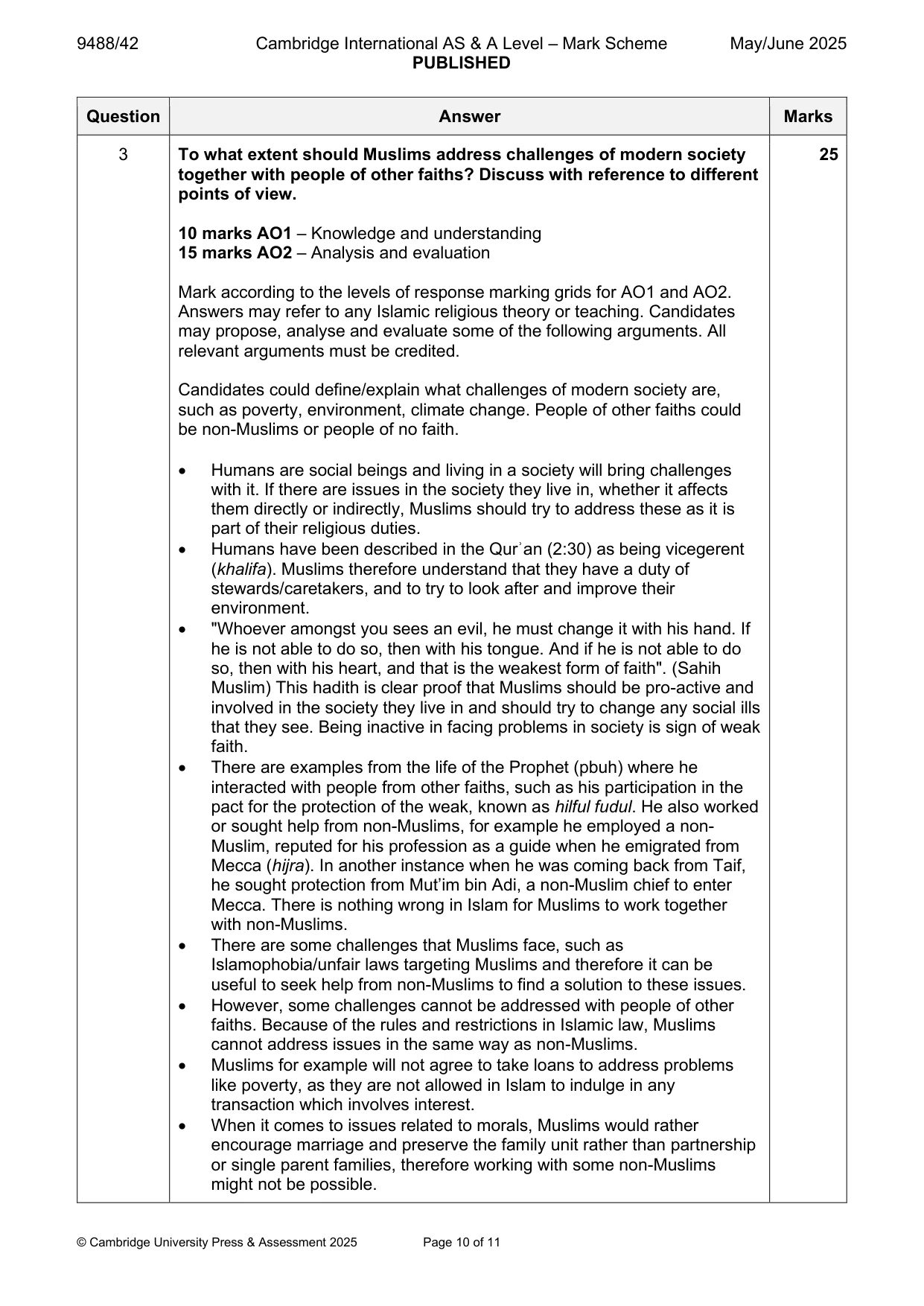 Mark scheme, page 10 of 11