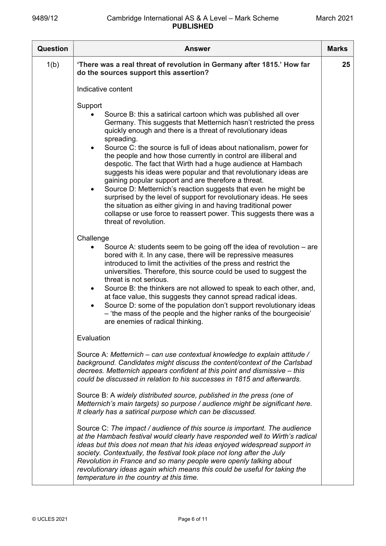 Mark scheme, page 6 of 11