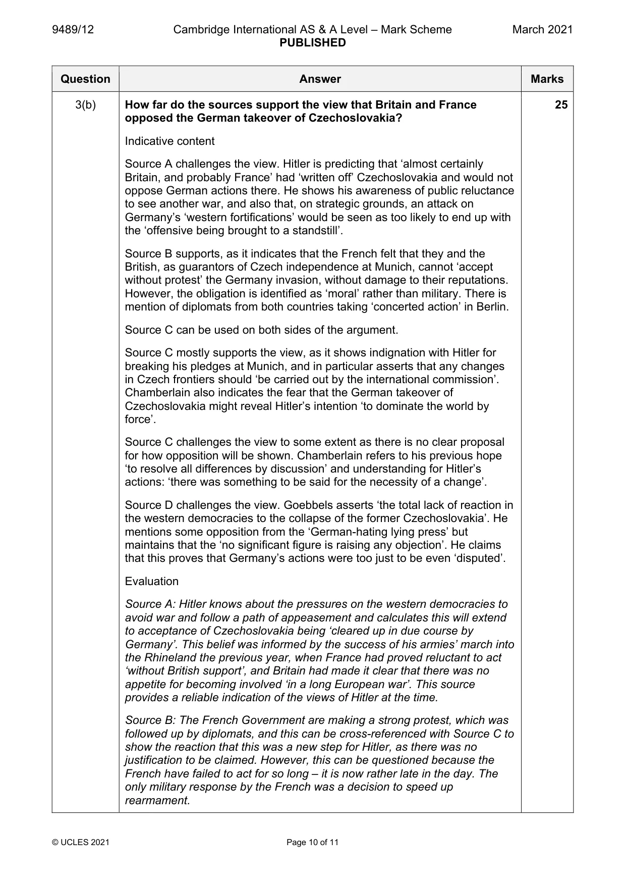 Mark scheme, page 10 of 11
