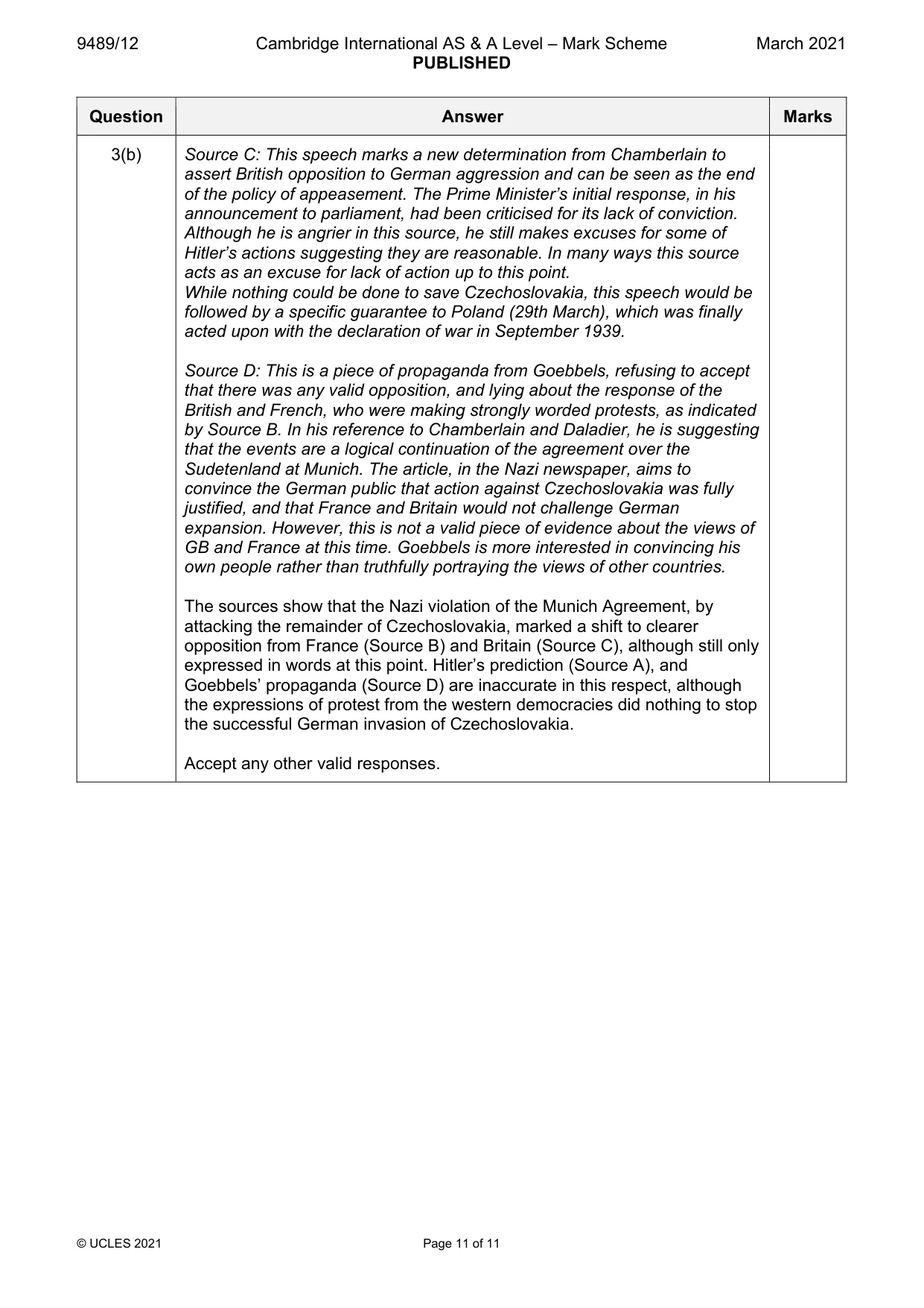 Mark scheme, page 11 of 11