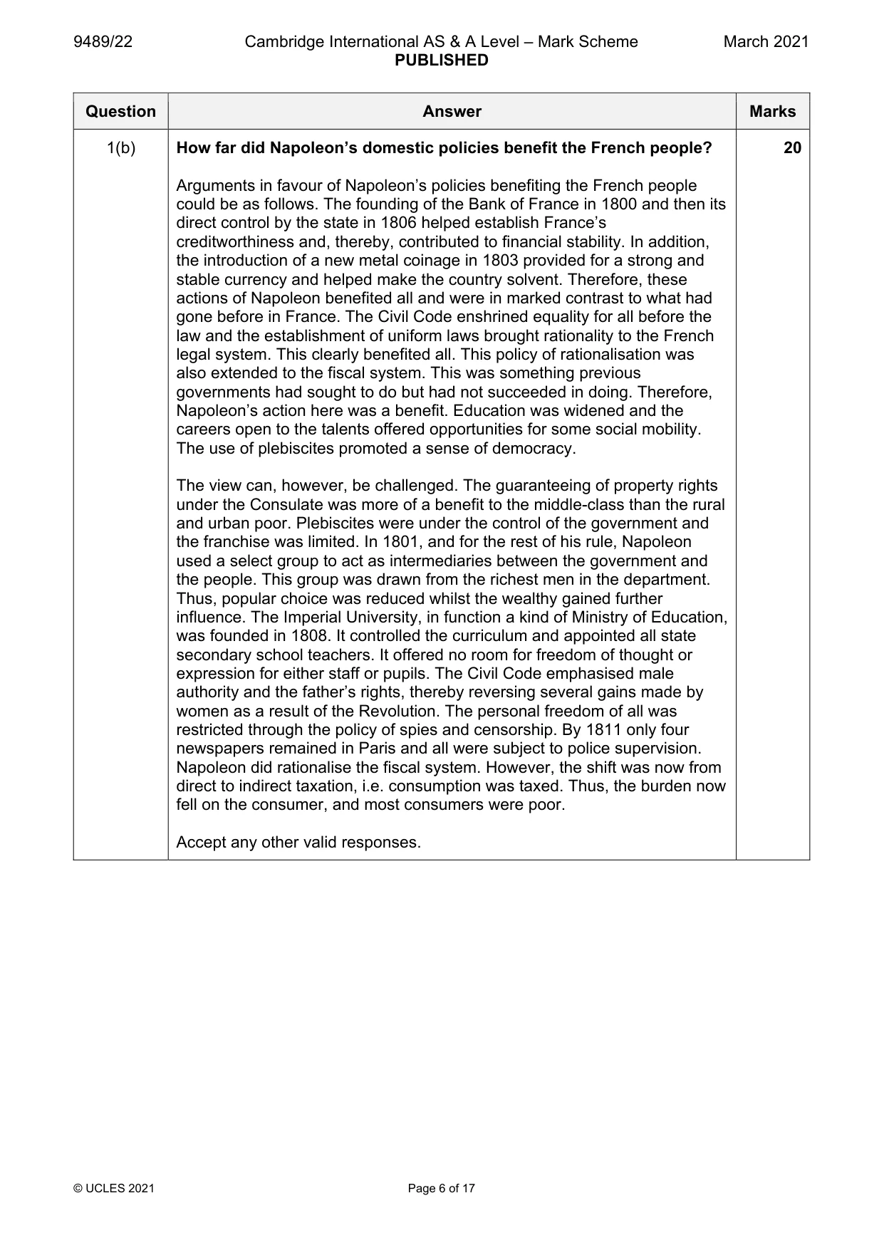 Mark scheme, page 6 of 17