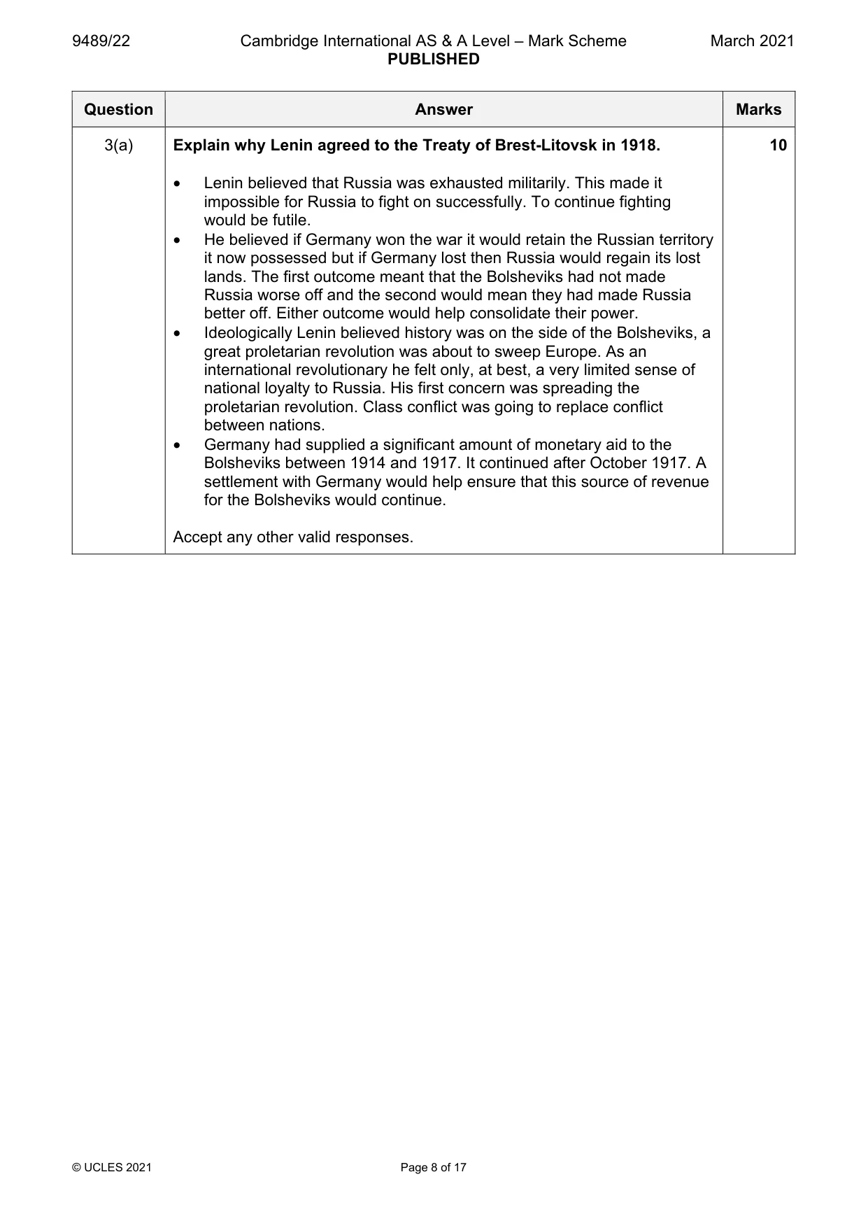 Mark scheme, page 8 of 17