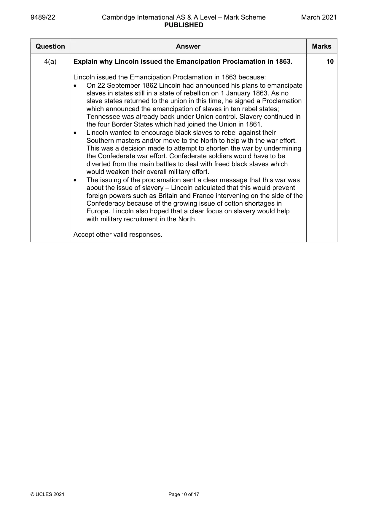 Mark scheme, page 10 of 17