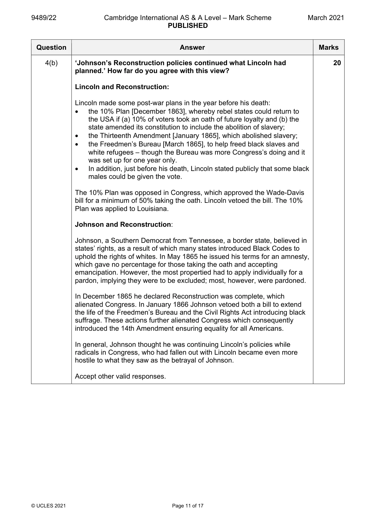 Mark scheme, page 11 of 17