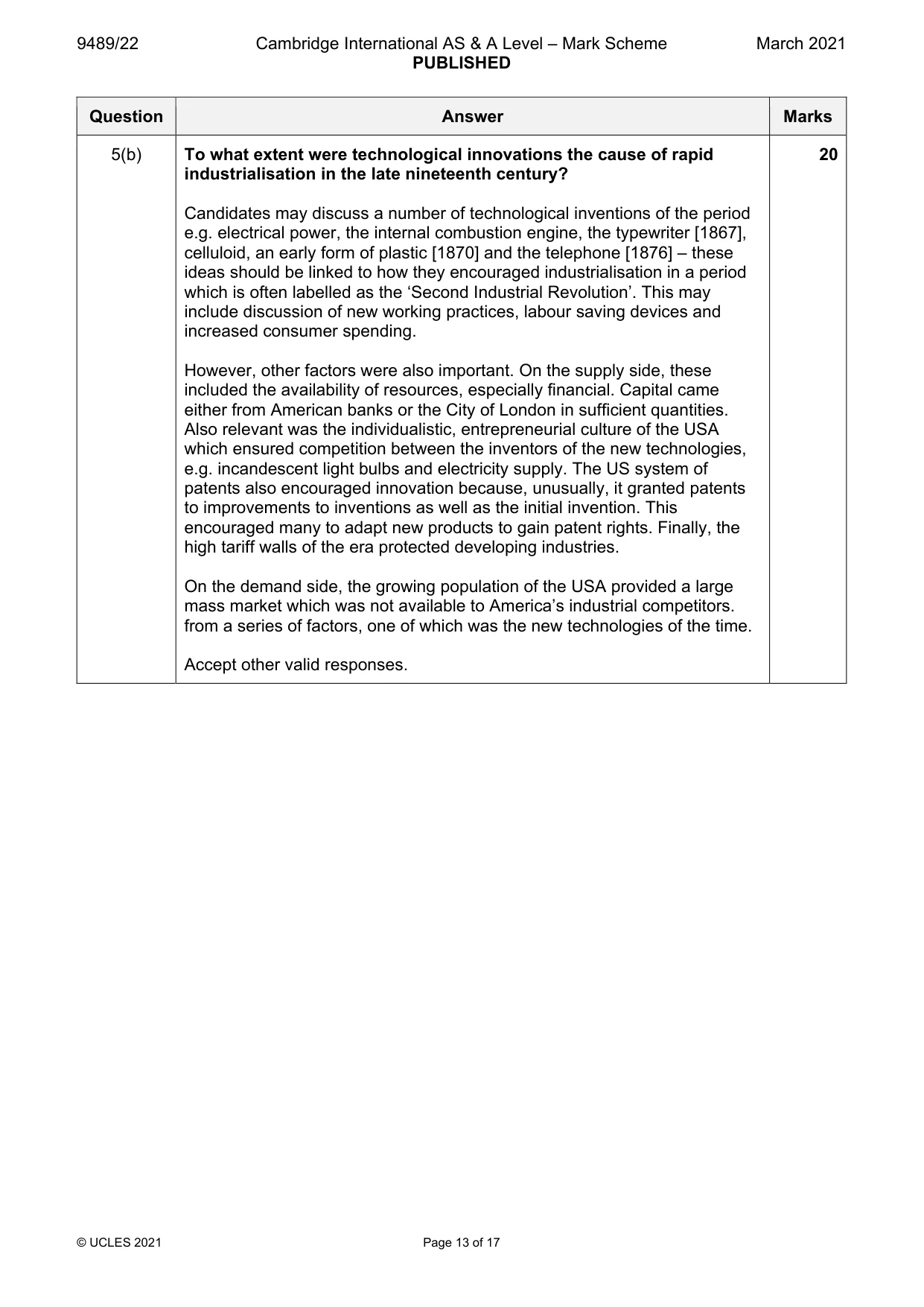 Mark scheme, page 13 of 17