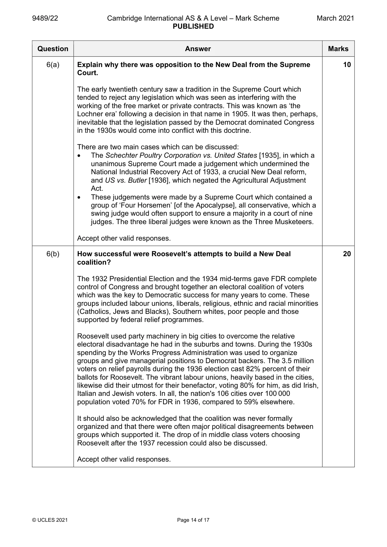 Mark scheme, page 14 of 17