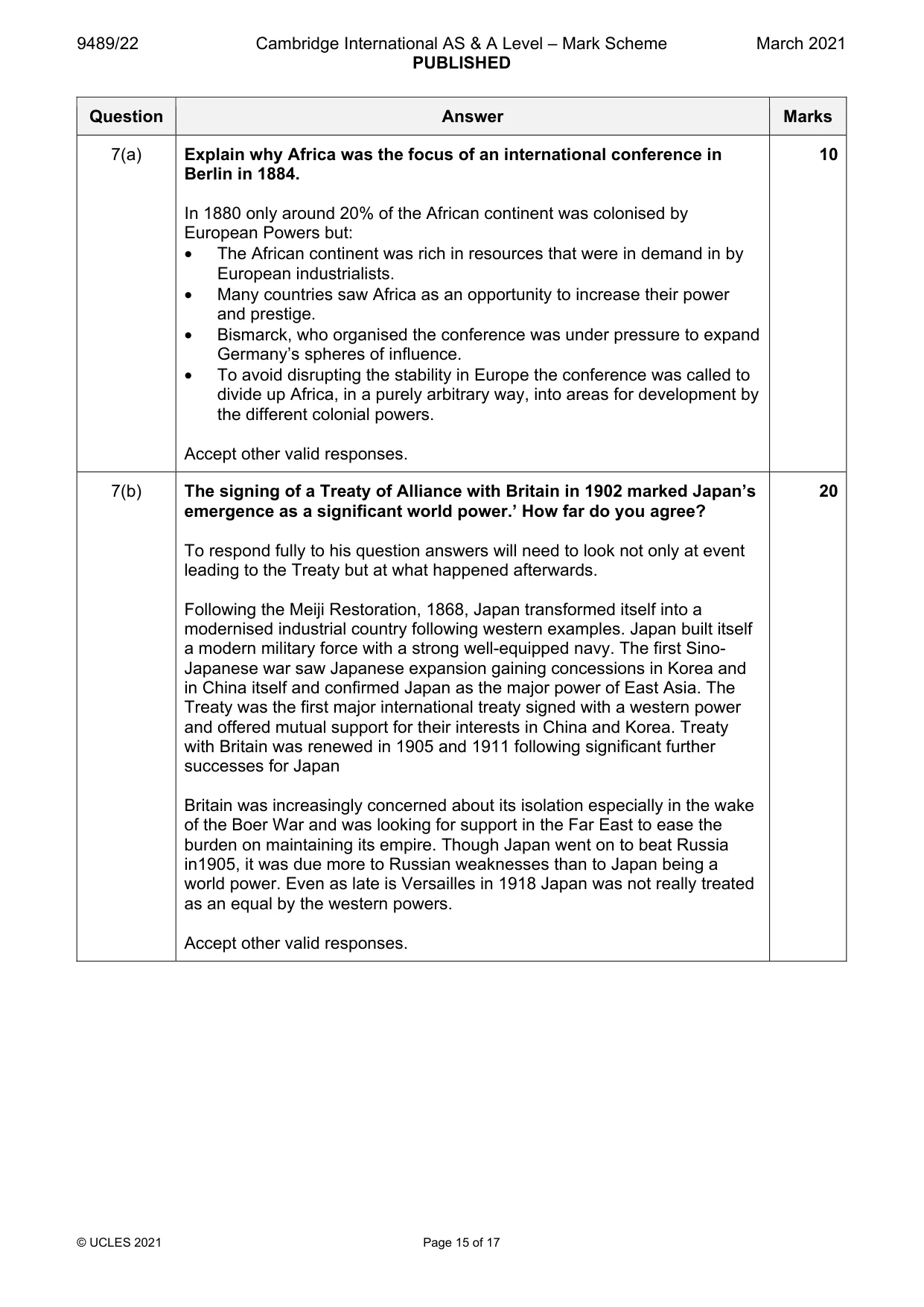 Mark scheme, page 15 of 17