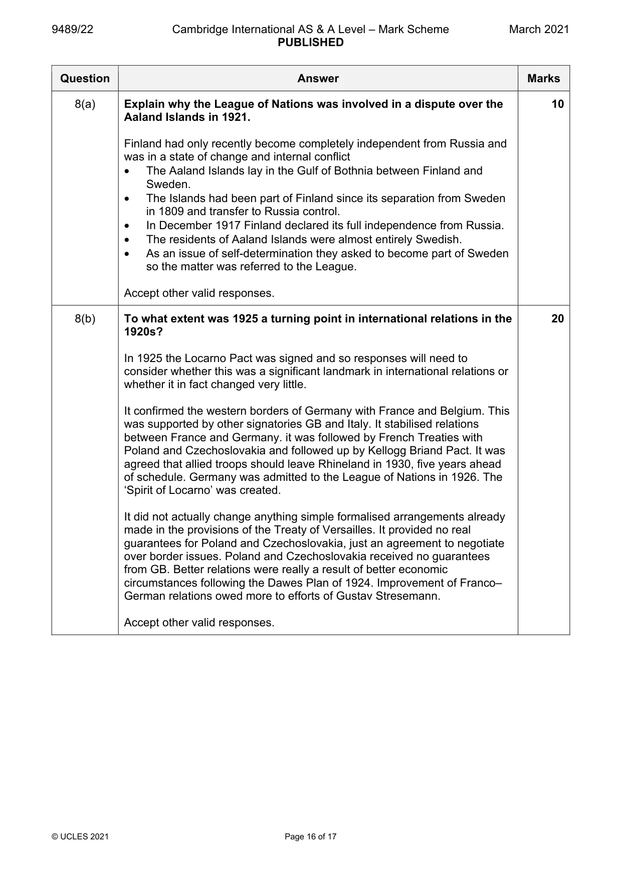 Mark scheme, page 16 of 17