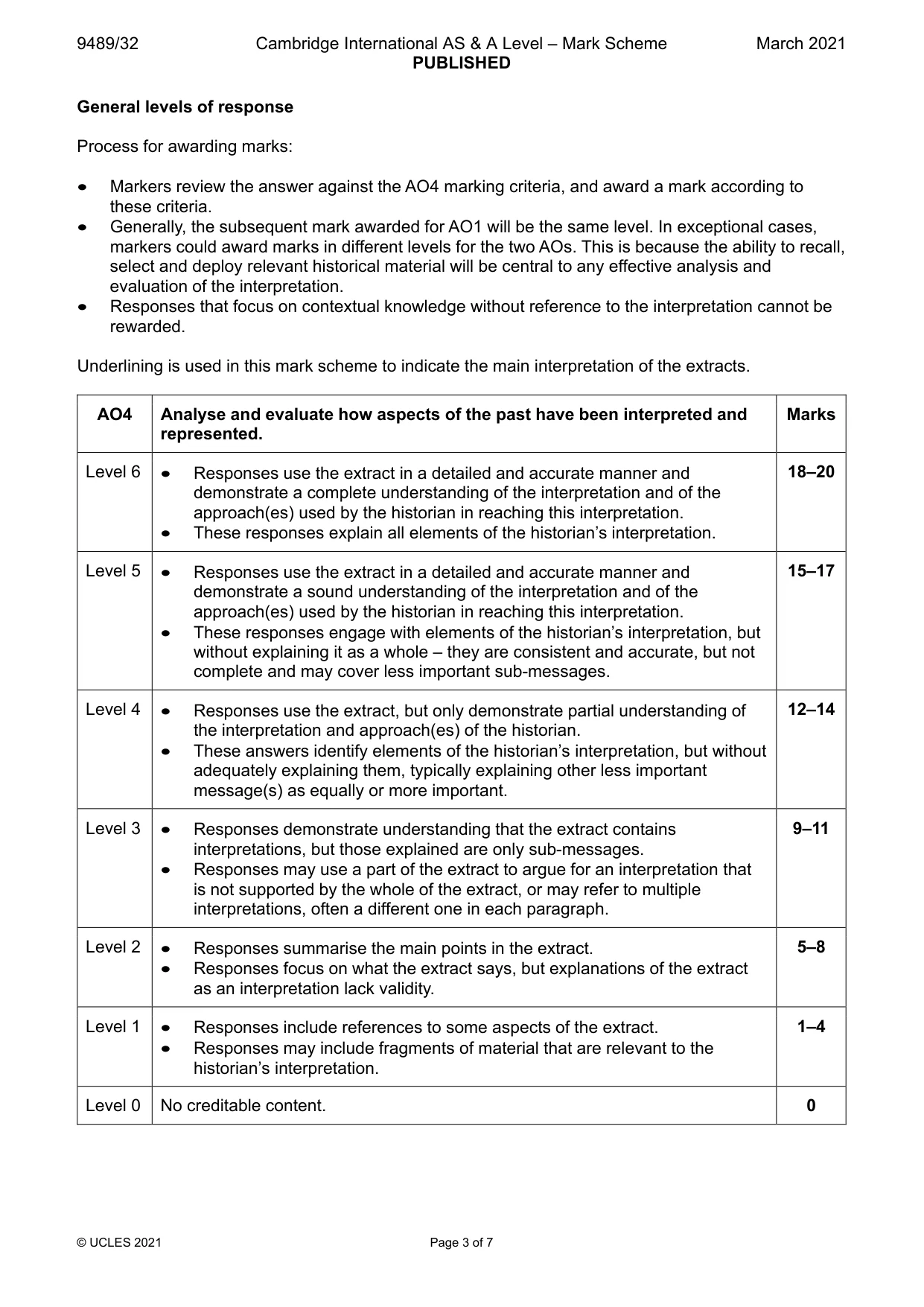 Mark scheme, page 3 of 7