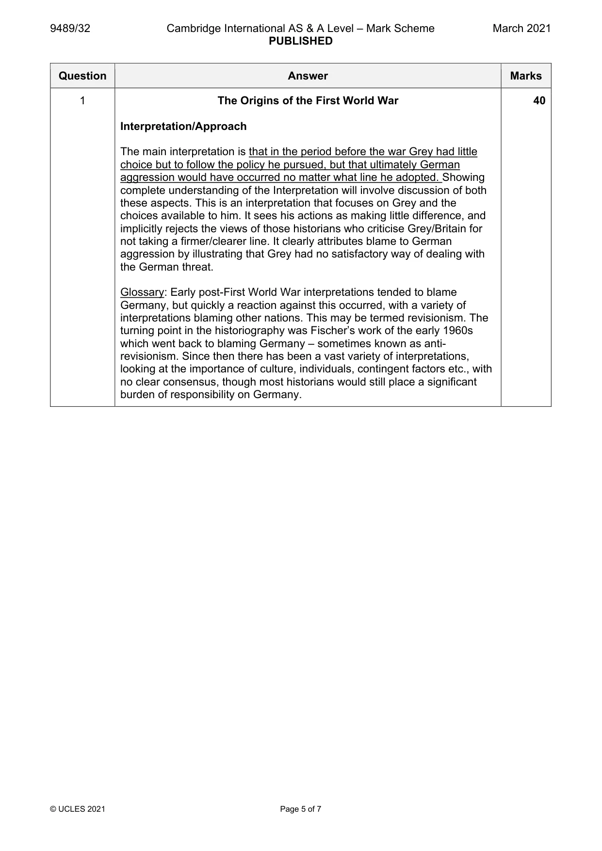 Mark scheme, page 5 of 7