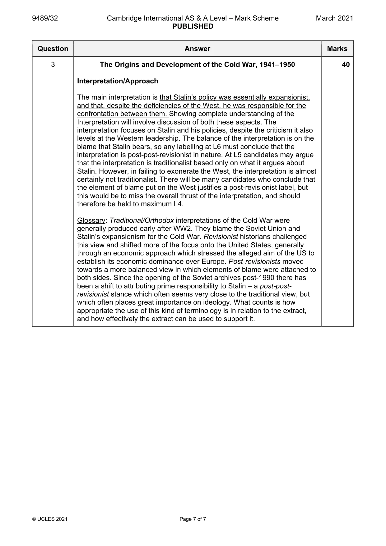 Mark scheme, page 7 of 7