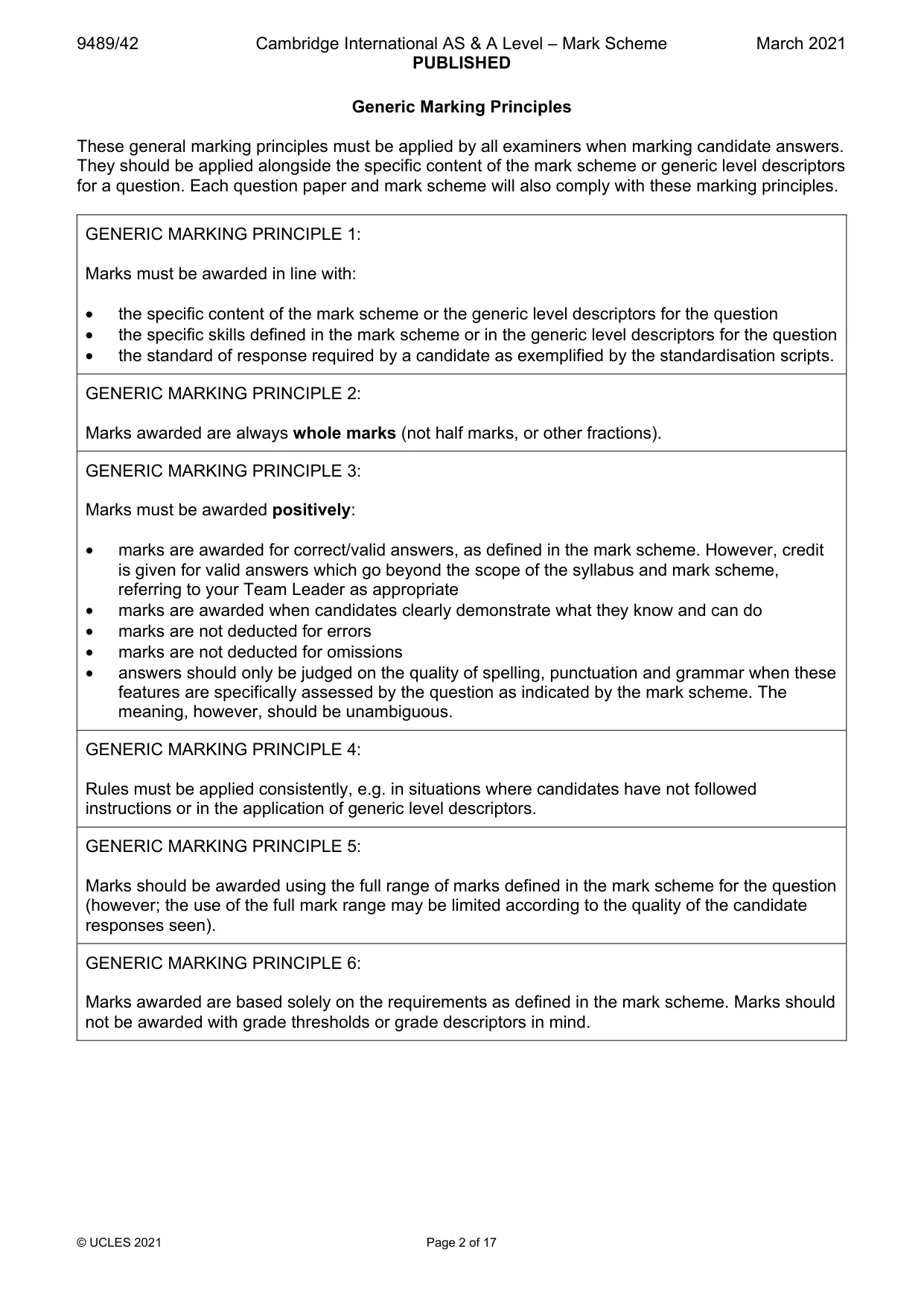Mark scheme, page 2 of 17