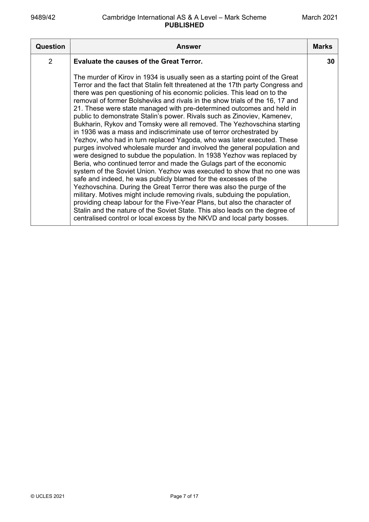 Mark scheme, page 7 of 17