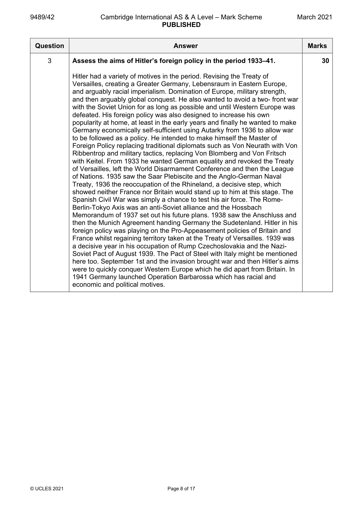 Mark scheme, page 8 of 17
