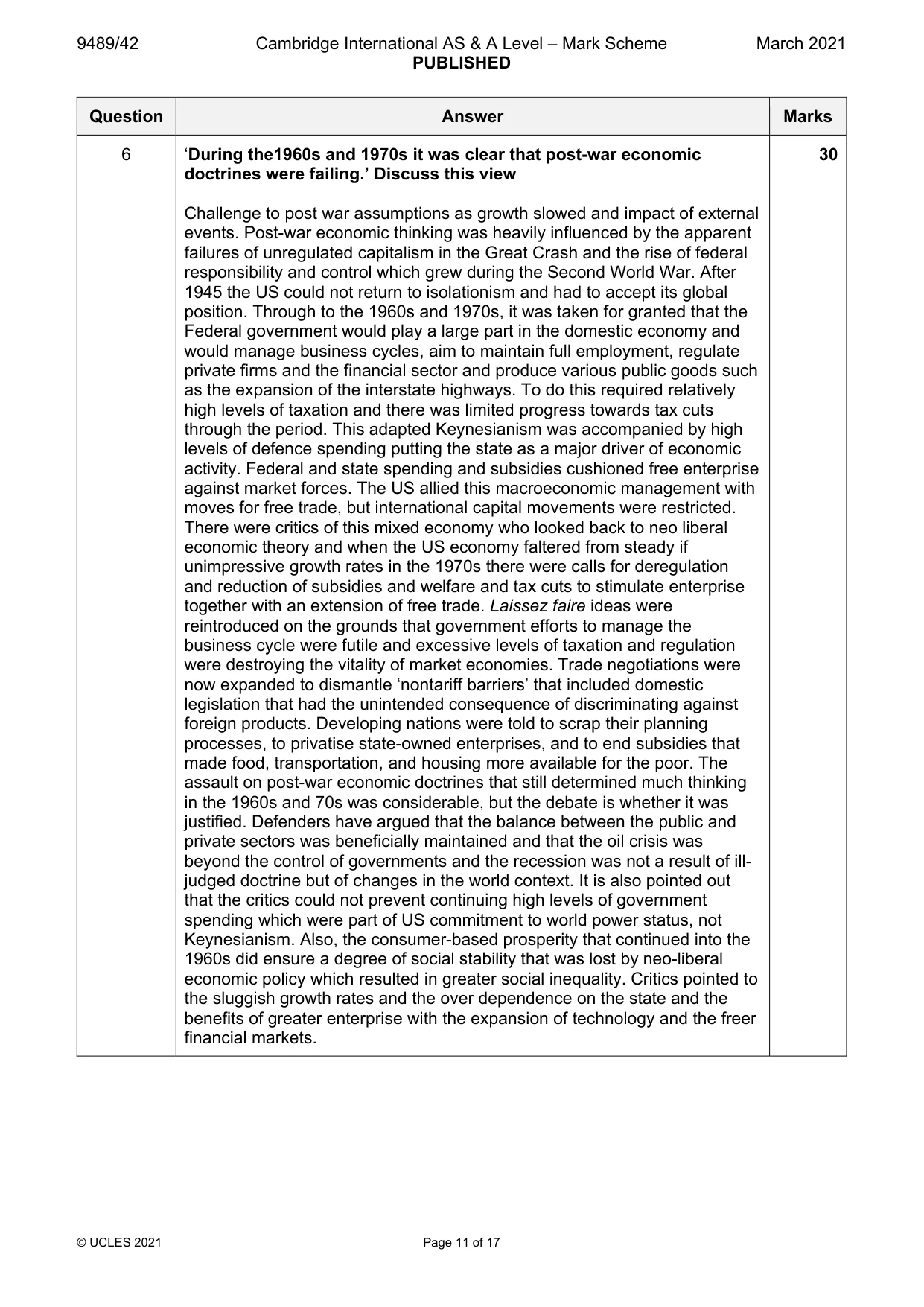 Mark scheme, page 11 of 17
