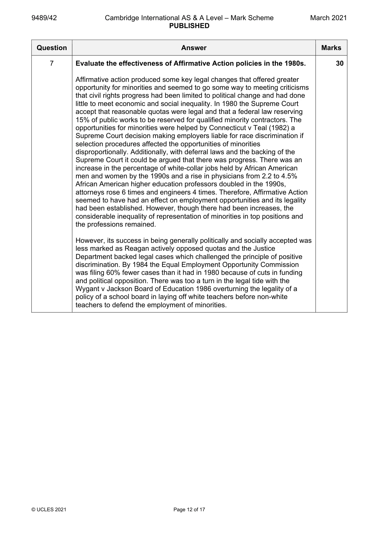 Mark scheme, page 12 of 17