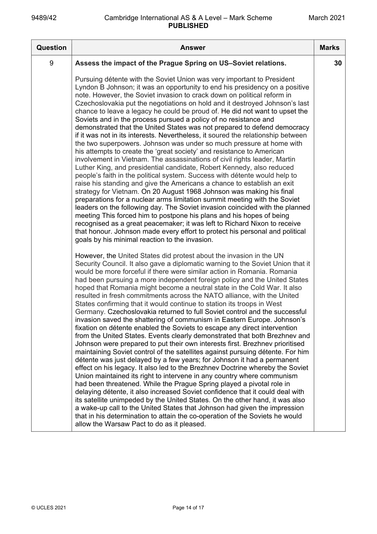 Mark scheme, page 14 of 17