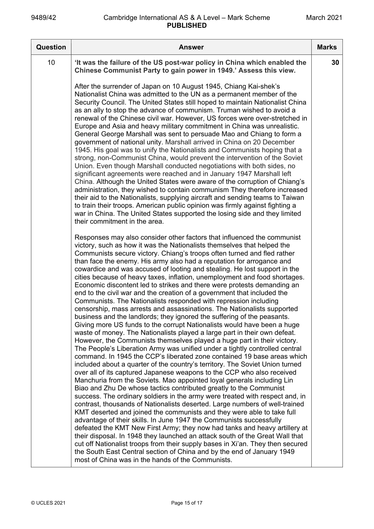Mark scheme, page 15 of 17