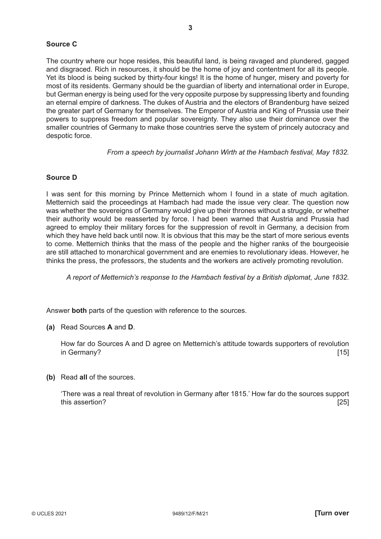 Cambridge A Level History 9489 2021 Feb/March Paper 1 · Variant 2 question paper, page 3 of 8